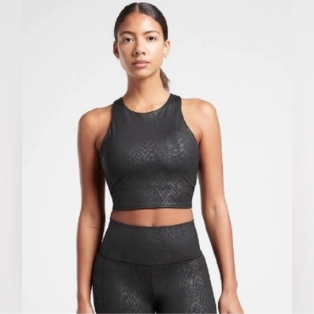 Athleta Black Textured Crop Top